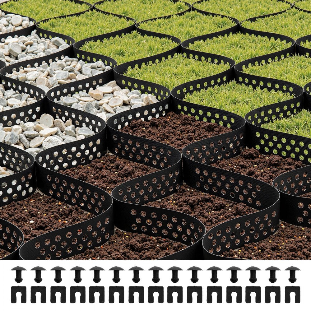 VEVOR Gravel Grid, 2 Inch Depth, 17.06 x 8.86 FT / 5200 x 2700 mm, 1880 LBS Per Sq ft Grass Ground Retainer, Permeable