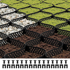 VEVOR Gravel Grid, 2 Inch Depth, 17.06 x 8.86 FT / 5200 x 2700 mm, 1880 LBS Per Sq ft Grass Ground Retainer, Permeable