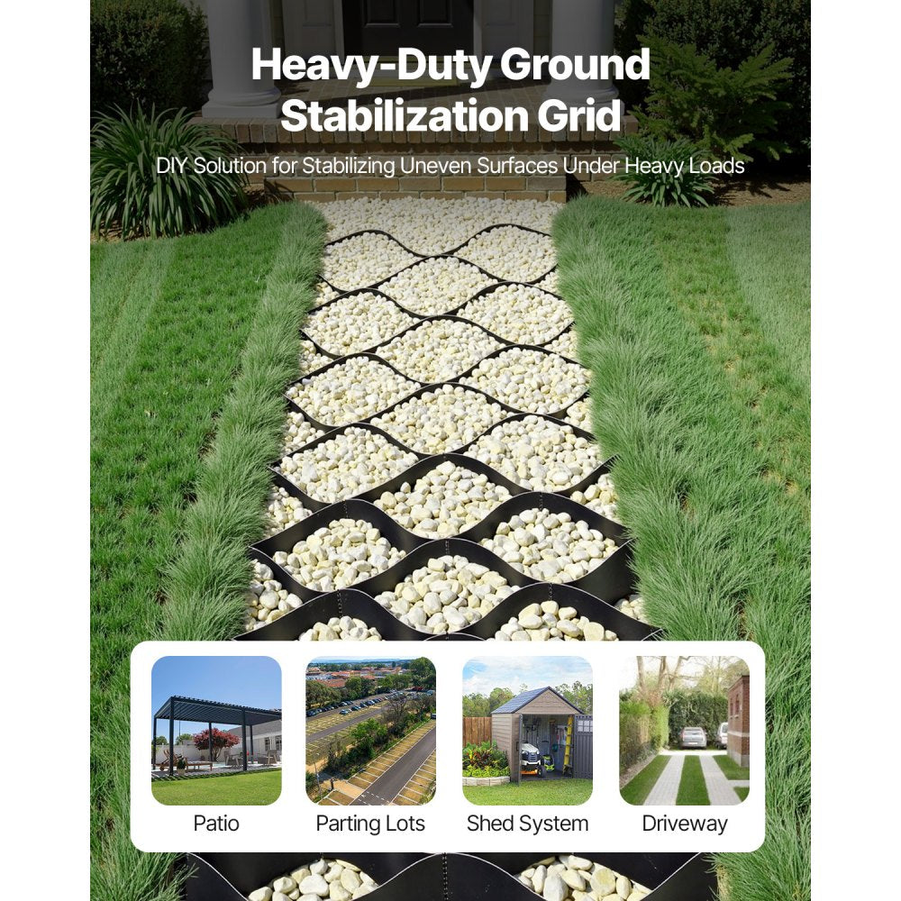 VEVOR Gravel Grid, 2 Inch Depth, 26.87 x 3.94 FT / 8200 x 1200 mm, 1880 LBS Per Sq ft Grass Ground Retainer, Permeable