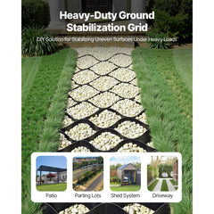 VEVOR Gravel Grid, 2 Inch Depth, 26.87 x 3.94 FT / 8200 x 1200 mm, 1880 LBS Per Sq ft Grass Ground Retainer, Permeable