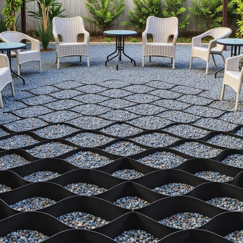 VEVOR Gravel Grid, 2 Inch Depth, 26.87 x 3.94 FT / 8200 x 1200 mm, 1880 LBS Per Sq ft Grass Ground Retainer, Permeable