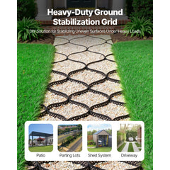 VEVOR Gravel Grid, 3 Inch Depth, 24.93 x 9.52 FT / 7600 x 2900 mm, 1880 LBS Per Sq ft Grass Ground Retainer, Permeable