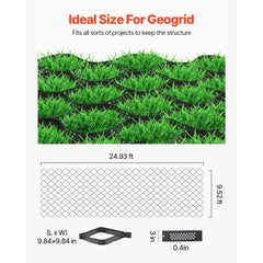 VEVOR Gravel Grid, 3 Inch Depth, 24.93 x 9.52 FT / 7600 x 2900 mm, 1880 LBS Per Sq ft Grass Ground Retainer, Permeable