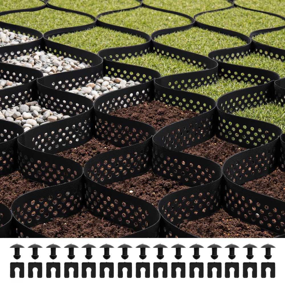 VEVOR Gravel Grid, 3 Inch Depth, 24.93 x 9.52 FT / 7600 x 2900 mm, 1880 LBS Per Sq ft Grass Ground Retainer, Permeable