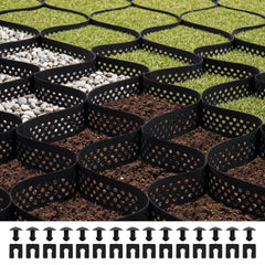 VEVOR Gravel Grid, 3 Inch Depth, 24.93 x 9.52 FT / 7600 x 2900 mm, 1880 LBS Per Sq ft Grass Ground Retainer, Permeable