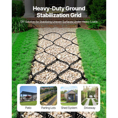 VEVOR Gravel Grid, 4 Inch Depth, 17.06 x 8.86 FT / 5200 x 2700 mm, 1880 LBS Per Sq ft Grass Ground Retainer, Permeable