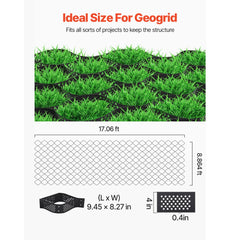 VEVOR Gravel Grid, 4 Inch Depth, 17.06 x 8.86 FT / 5200 x 2700 mm, 1880 LBS Per Sq ft Grass Ground Retainer, Permeable