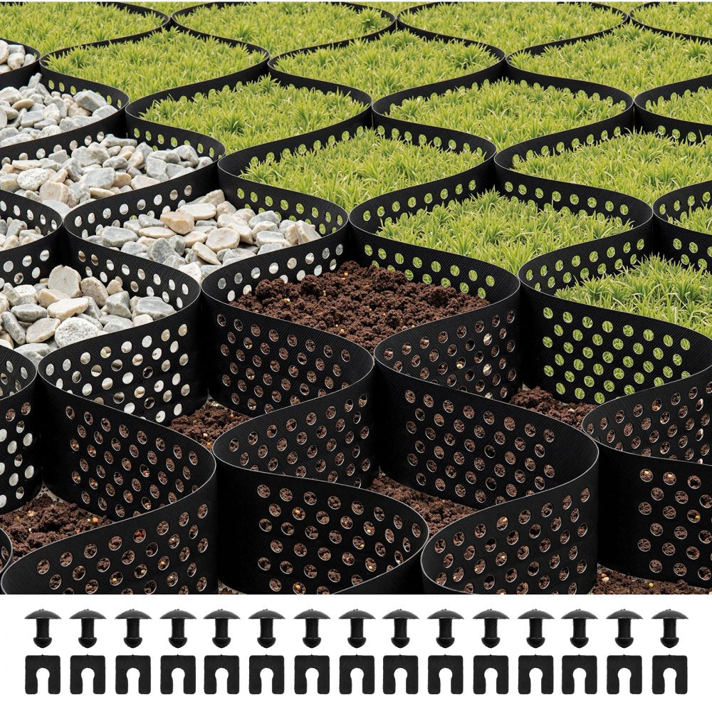 VEVOR Gravel Grid, 4 Inch Depth, 17.06 x 8.86 FT / 5200 x 2700 mm, 1880 LBS Per Sq ft Grass Ground Retainer, Permeable