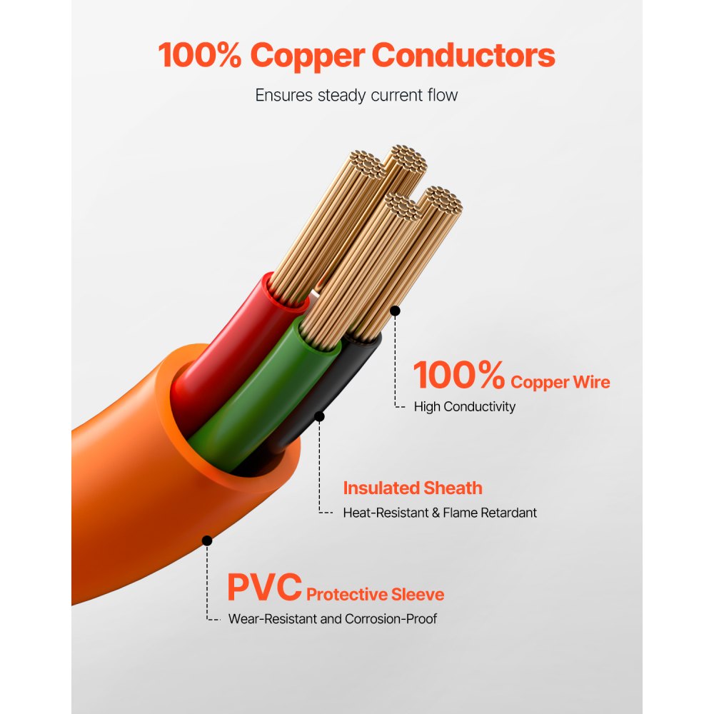 VEVOR 50 ft Dryer Extension Cord, 4-Prong NEMA 14-30P to 14-30R Dryer Cord, 125V/250V, STW 10AWG/4C, 30A, Pure Copper