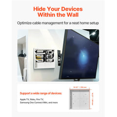 VEVOR Structured Media Enclosure, 14-Inch, Recessed in-Wall Media Box with Cover, Wall-Mount Cable Management Box Kit