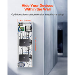VEVOR Structured Media Enclosure, 42-Inch, Recessed in-Wall Media Box with Cover, Wall-Mount Cable Management Box Kit