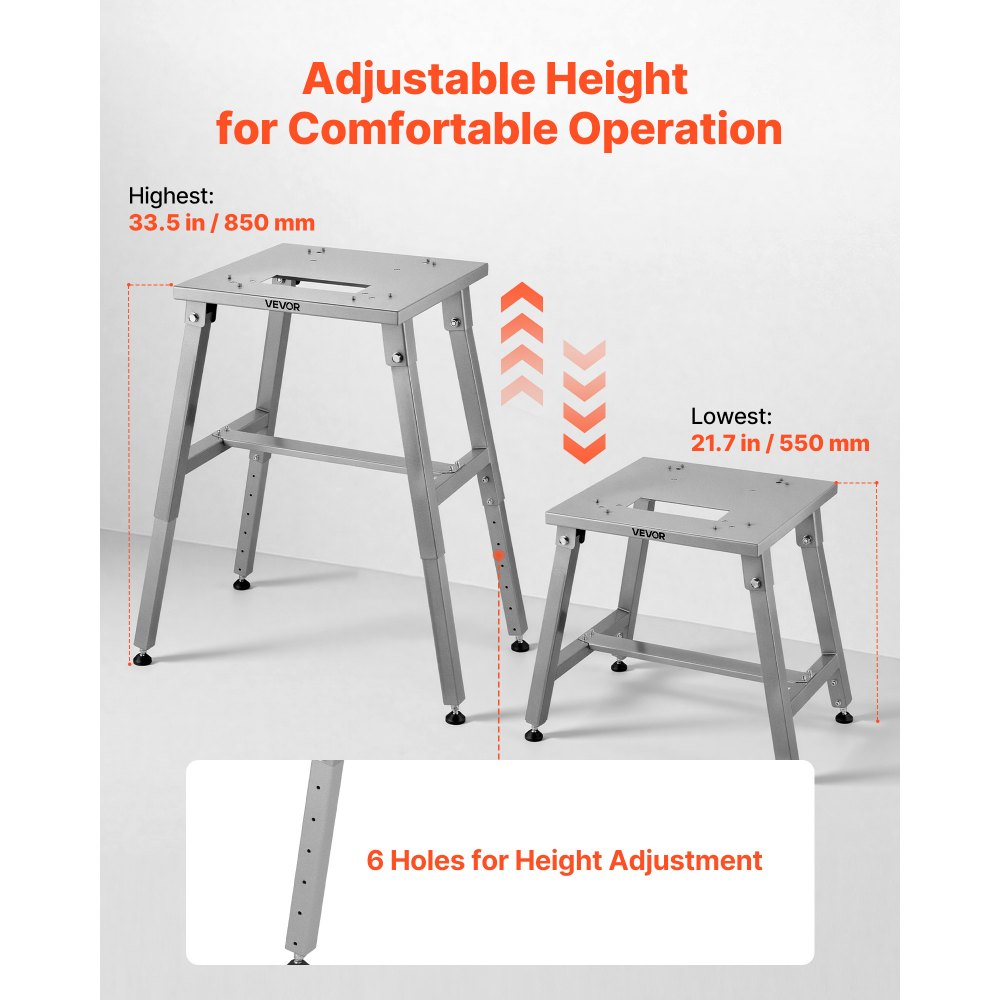 VEVOR Electric Meat Bandsaw Stand, Floor Stand with Adjustable Height, Stable H-Shaped Frame, Anti-Slip Foot Pads, for