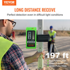 VEVOR Laser Receiver, 197 ft Working Range, Green Laser and Red Beam Detector for Pulsing Line Lasers, Customizable