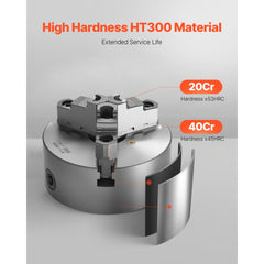 VEVOR 3-Jaw Lathe Chuck, 6 Inch (160 mm), Self-Centering Chuck with 1 1/2 in-8 Threaded Backing Plate, 0.12-5.71 in