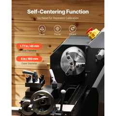VEVOR 3-Jaw Lathe Chuck, 6 Inch (160 mm), Self-Centering Chuck with 1 1/2 in-8 Threaded Backing Plate, 0.12-5.71 in
