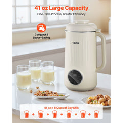 VEVOR 8-in-1 Nut Milk Maker, 41 oz Soy Milk Maker Machine with 10 Blades, for Homemade Oat, Nut, Soy, Juice, Milkshake