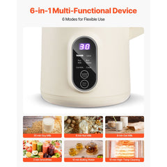 VEVOR 6-in-1 Nut Milk Maker, 20 oz Soy Milk Maker Machine with 6 Blades, for Homemade Oat, Nut, Soy, Juice, Plant-Based