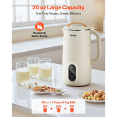 VEVOR 6-in-1 Nut Milk Maker, 20 oz Soy Milk Maker Machine with 6 Blades, for Homemade Oat, Nut, Soy, Juice, Plant-Based