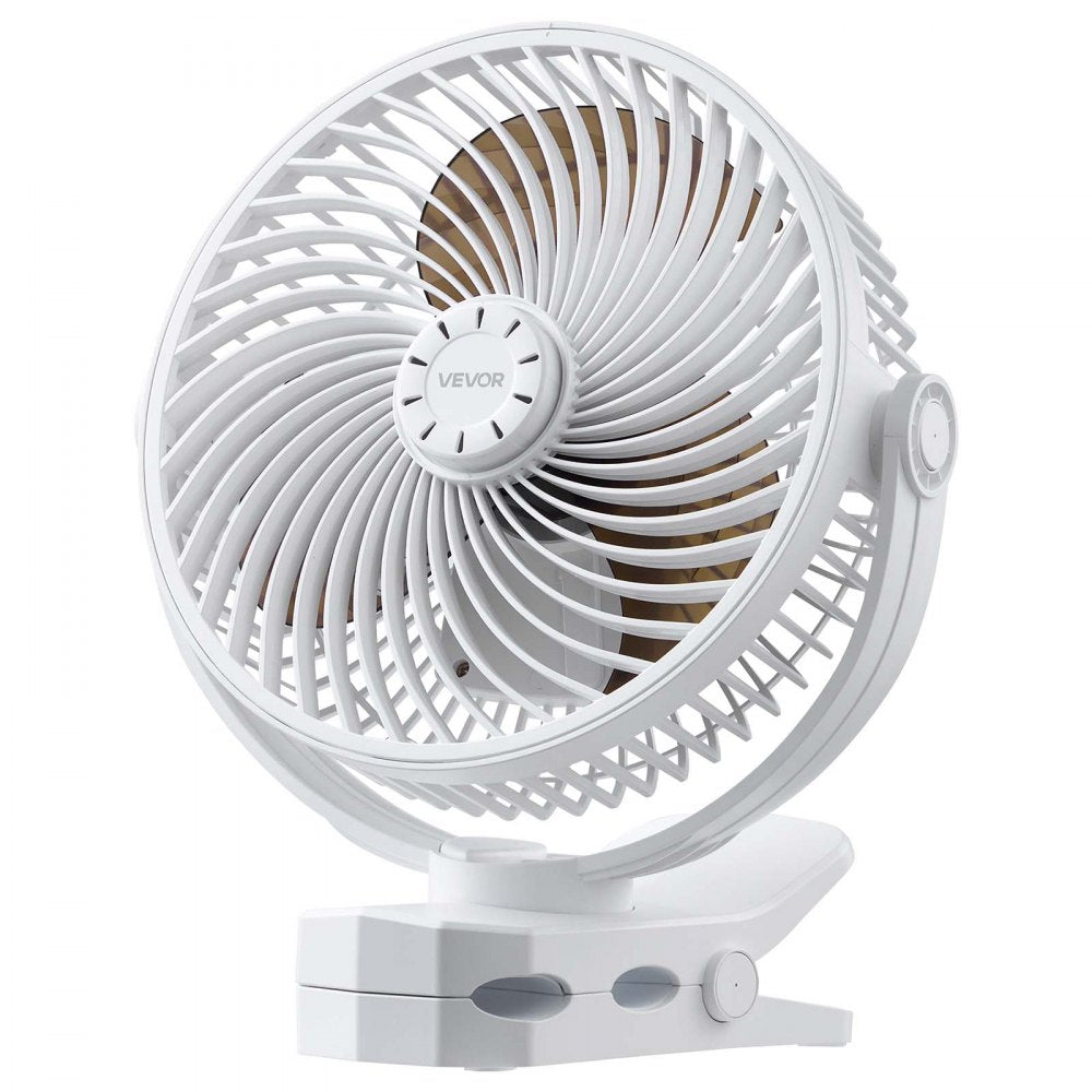 VEVOR Portable Clip Fan, Rechargeable Clip On Fan, USB Port with 3 Speeds & Circulation Mode, Strong Airflow Sturdy