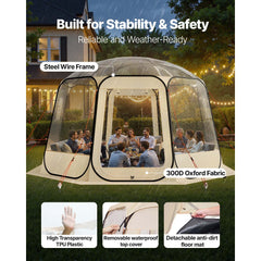 VEVOR Pop up Bubble Tent, 12 x 11.1 ft Waterproof & UV-Resistant, Clear Camping Tent Shelter, Outdoor Garden Dome Igloo