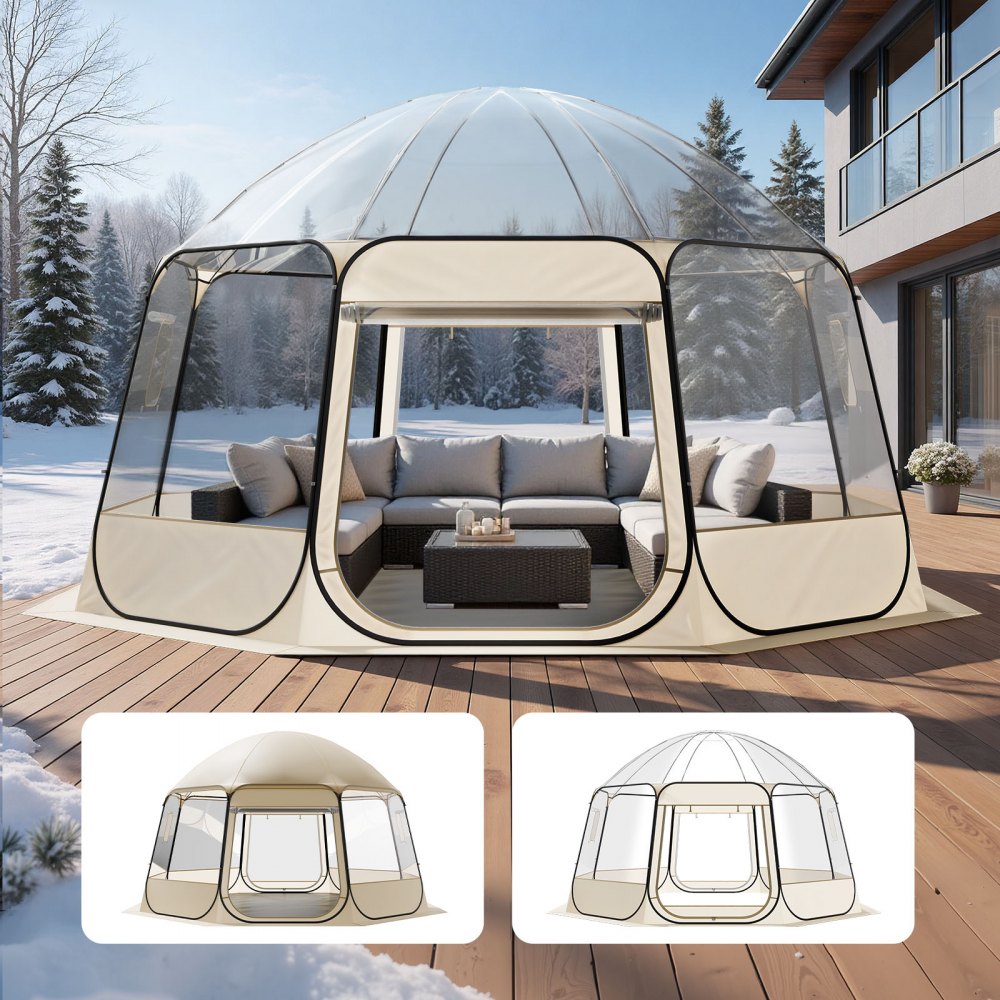 VEVOR Pop up Bubble Tent, 15 x 13.8 ft Waterproof & UV-Resistant, Clear Camping Tent Shelter, Outdoor Garden Dome Igloo