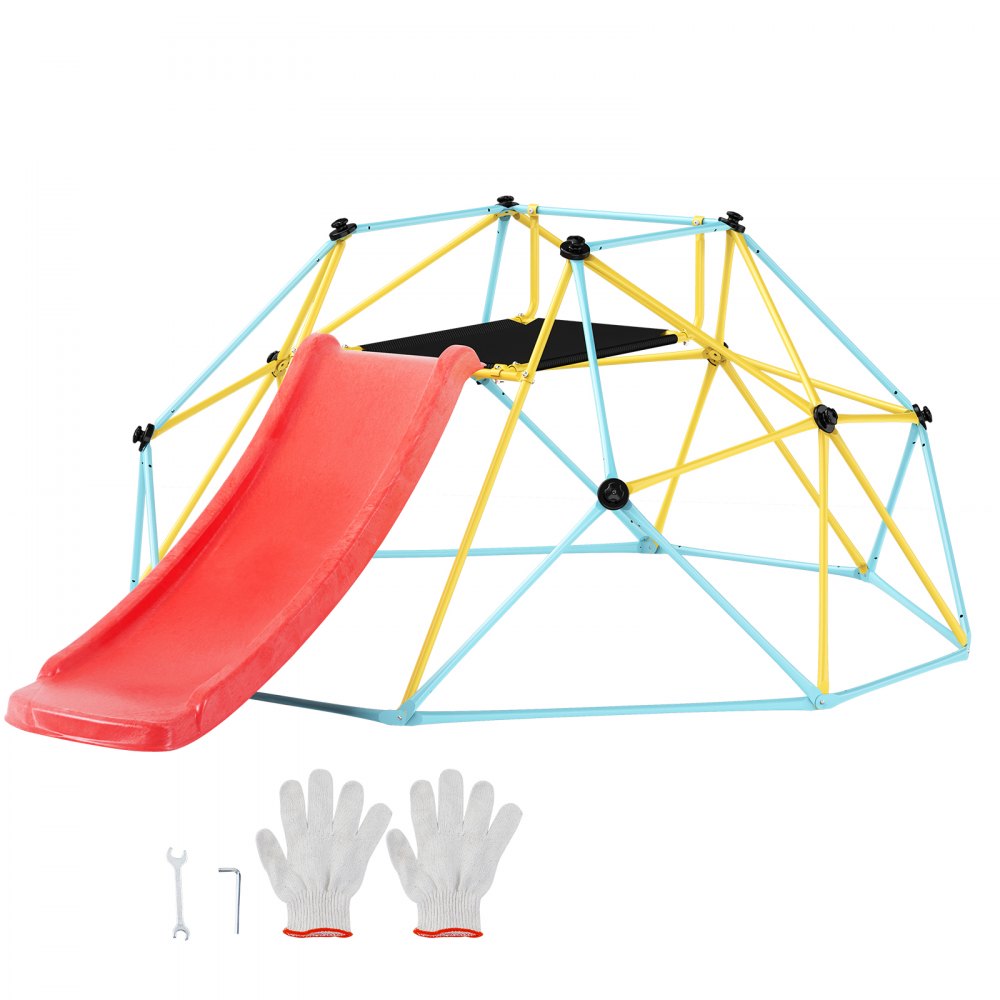 VEVOR Climbing Dome, for Kids 3 to 9 Years Old, 8FT Geometric Dome Climber with Slide,Jungle Gym Supports 600LBS and
