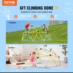 VEVOR Climbing Dome, Jungle Gym Supports 600LBS and Easy Assembly, 6FT Geometric Dome Climber Play Center for Kids 3 to