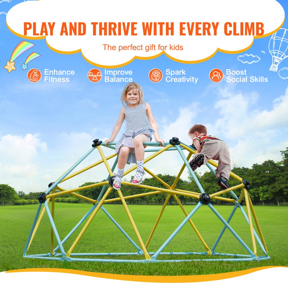 VEVOR Climbing Dome, Jungle Gym Supports 600LBS and Easy Assembly, 6FT Geometric Dome Climber Play Center for Kids 3 to