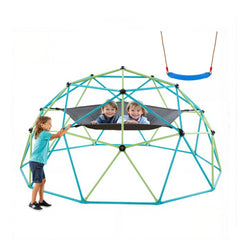 VEVOR Climbing Dome, 10FT Geometric Dome Climber with Swing & Hammock, 1000LBS Loading Kid's Jungle Gym Playground