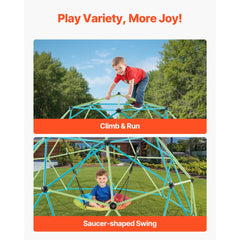 VEVOR Climbing Dome, 10FT Geometric Dome Climber with Saucer Swing, 1000LBS Loading Kid's Jungle Gym Playground