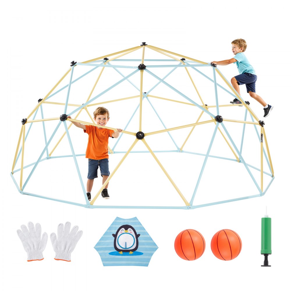 VEVOR Climbing Dome, 10FT Geometric Dome Climber, 1000LBS Loading Jungle Gym Playground with 2 Basketballs & Octopus