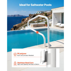 VEVOR Pool Rail, 48 x 32 inch Pool Handrail, 220 lbs Load Capacity Heavy Duty Stainless Steel Swimming Handrail