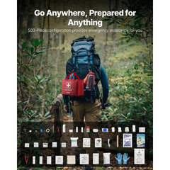 VEVOR First Aid Kit, 500 Pieces, 600D Nylon Large Survival First Aid Bag, Emergency Medical Supplies, for Home, Car