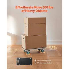 VEVOR Furniture Dolly, 551 lbs Load Capacity, Furniture Moving Dollies with 4 TPR Silent Wheels, Rectangle