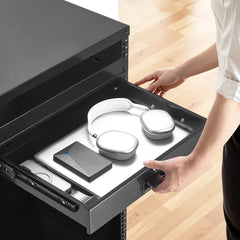 VEVOR 2U Rack Mount Drawer, 50 lbs Max Load-Bearing, Lockable Server Cabinet Case, Sliding Drawer with Lock and Cable