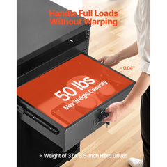 VEVOR 3U Rack Mount Drawer, 50 lbs Max Load-Bearing, Lockable Server Cabinet Case, Sliding Drawer with Lock and Cable