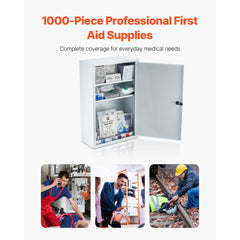 VEVOR 3-Shelf First Aid Cabinet, 1000 Pieces, Large Capacity First Aid Kit, Wall Mounted Medicine Cabinet, OSHA & ANSI