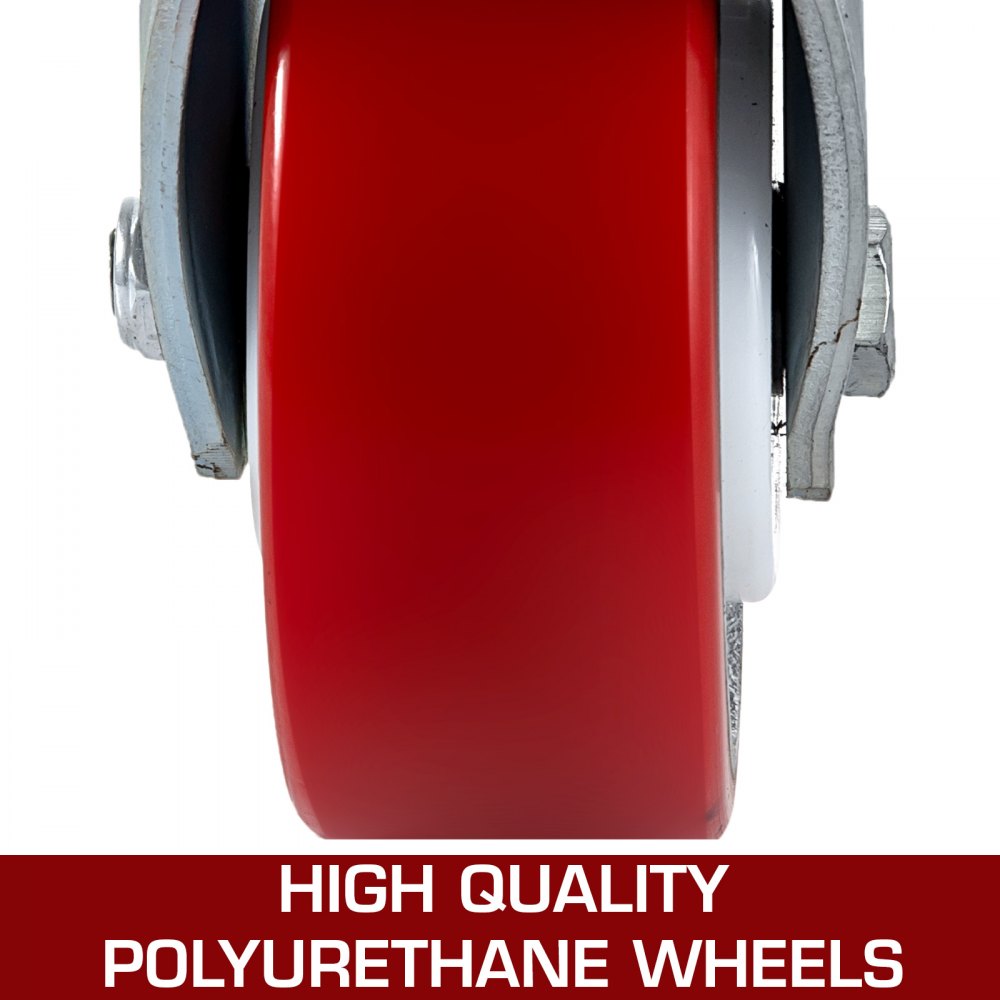 VEVOR 4 Pack 6 x 2 Inch Caster Wheels 2 Rigid and 2 Swivel Casters with Side Brake Polyurethane Iron Core Plate 1000LBS