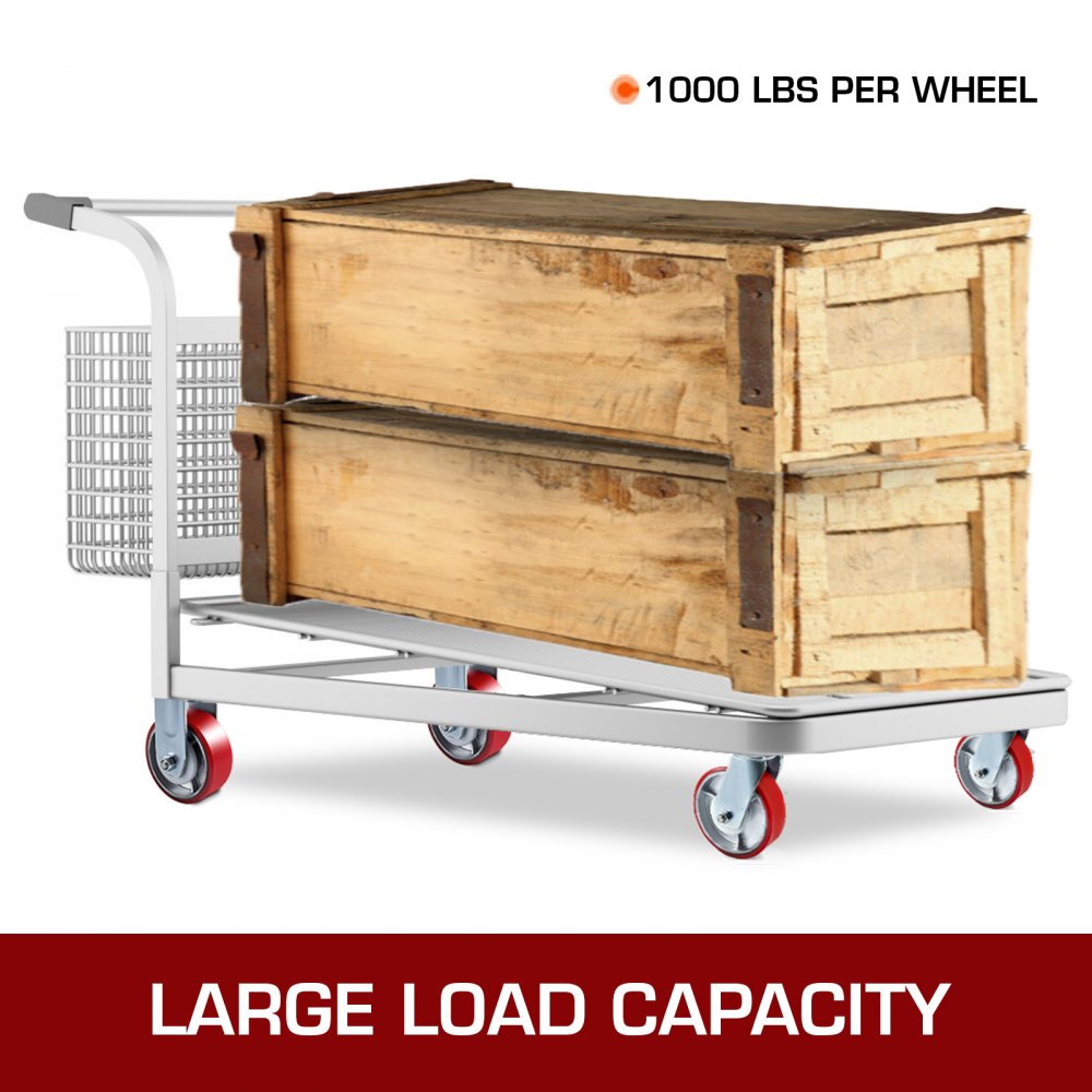 VEVOR 4 Pack 6 x 2 Inch Caster Wheels 2 Rigid and 2 Swivel Casters with Side Brake Polyurethane Iron Core Plate 1000LBS