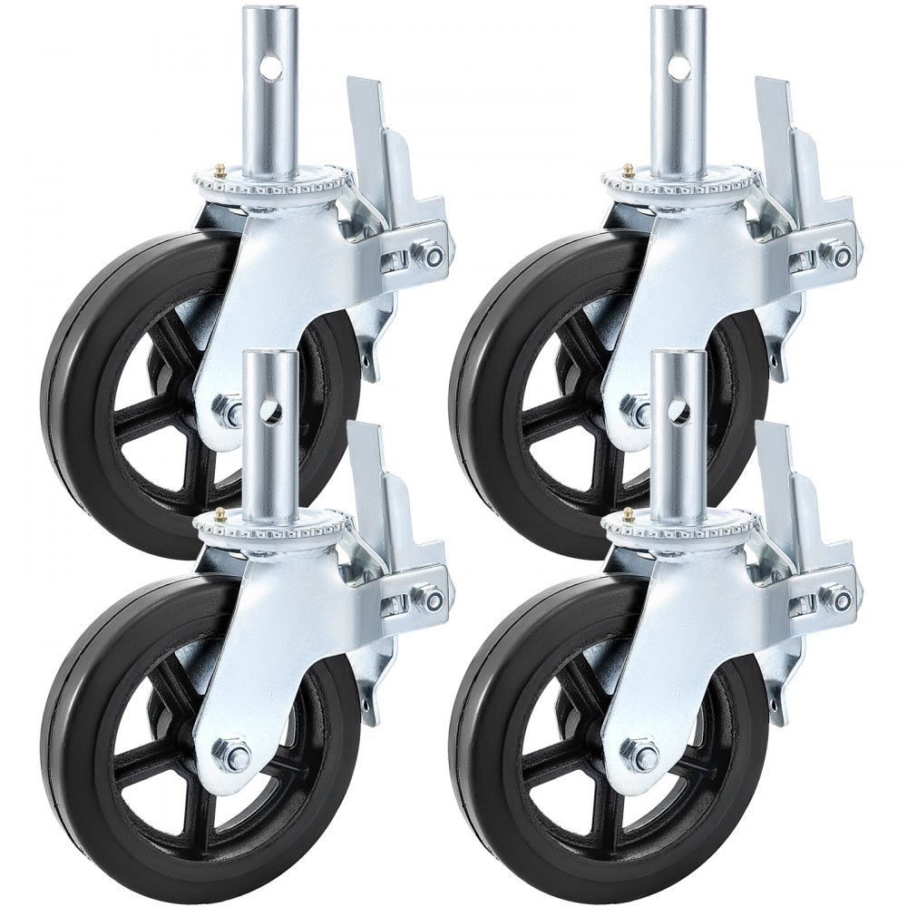 VEVOR 4 Pack 8 Inch Iron Core Polyurethane Swivel Caster With Dual Locking Brake Adjustable Legs 1100LBS Capacity per