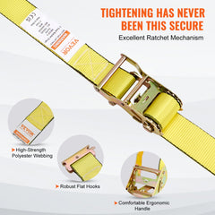 VEVOR Ratchet Tie Down Straps (8PS), 4400 lb Break Strength, E-Track Endless Ratchet with 8 Premium 2" x 15' Rachet Tie