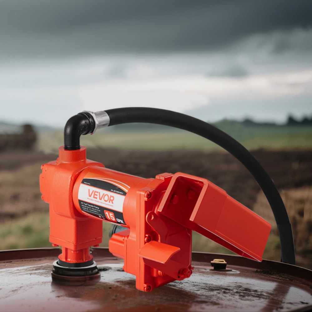 VEVOR Fuel Transfer Pump 110V, 15 GPM 57 L/min, AC Electric Oil Transfer Pump, with Auto Shut-Off Fuel Nozzle &