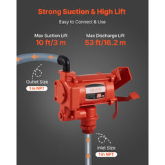 VEVOR Fuel Transfer Pump 110V, 20 GPM 76 L/min, AC Electric Oil Transfer Pump, with Auto Shut-Off Fuel Nozzle &