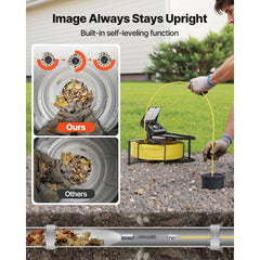 VEVOR Sewer Camera, 164 ft/50m, Self-Leveling Drain Inspection Camera with 4.3" 1080P HD Screen, IP68 Waterproof Snake