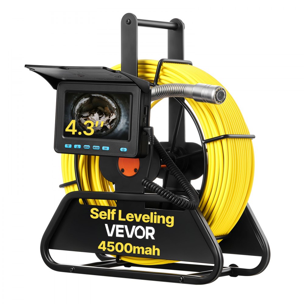 VEVOR Sewer Camera, 164 ft/50m, Self-Leveling Drain Inspection Camera with 4.3" 1080P HD Screen, IP68 Waterproof Snake