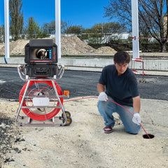 VEVOR Sewer Camera, 328 ft/100m, Self-Leveling Drain Camera with 10.1" Touchscreen, 512Hz Transmitter & Distance