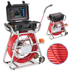 VEVOR Sewer Camera, 328 ft/100m, Self-Leveling Drain Camera with 10.1" Touchscreen, 512Hz Transmitter & Distance