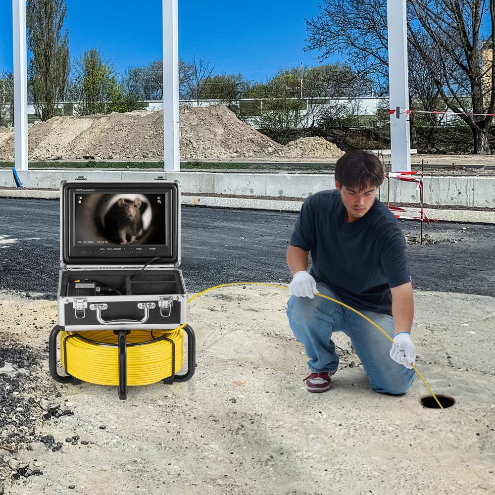 VEVOR Sewer Camera with 512Hz Locator,165 ft/50 m, Self-Leveling Drain Inspection Camera with 9" 1080P HD Screen, 36X
