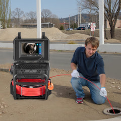 VEVOR Sewer Camera, 98 ft/30m, Self-Leveling Drain Camera with 512Hz Transmitter, Distance Counter, 9" Screen 1080P HD