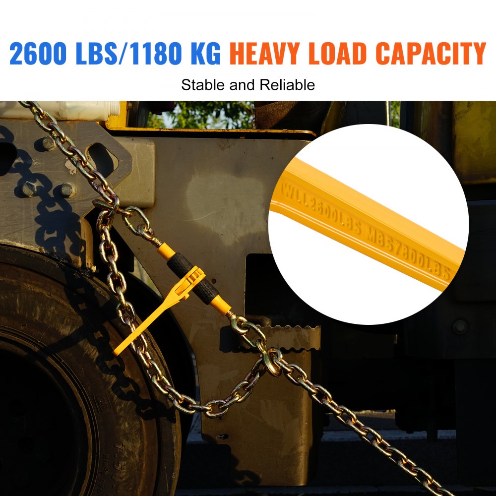 VEVOR Ratchet Chain Binders, 1/4"-5/16", 2600 lbs Safe Working Load, 4 Pack Load Binder with 2 Grab Hooks, Tie Downs